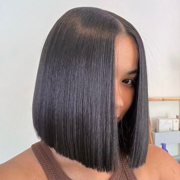 Silky Blunt Cut Bob Glueless 5x5 Closure HD Lace Shoulder length Bob Wig Human Hair
