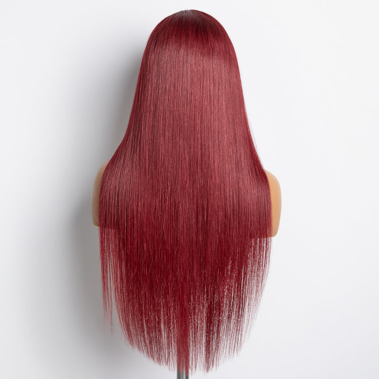 Eloisha Burgundy Straight 13x4 Frontal Lace Glueless Wig HD Lace Wig 200% Density