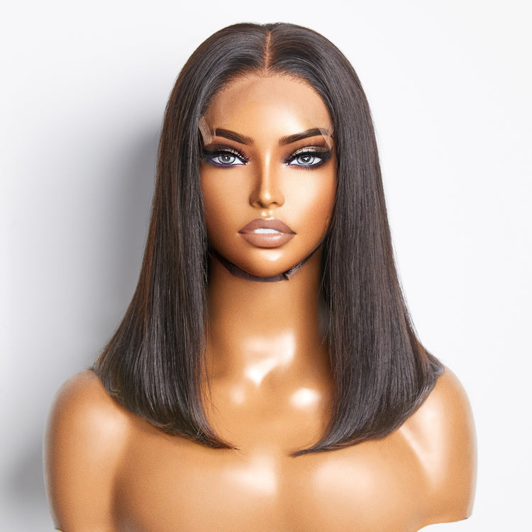 Silky Blunt Cut Bob Glueless 5x5 Closure HD Lace Shoulder length Bob Wig Human Hair