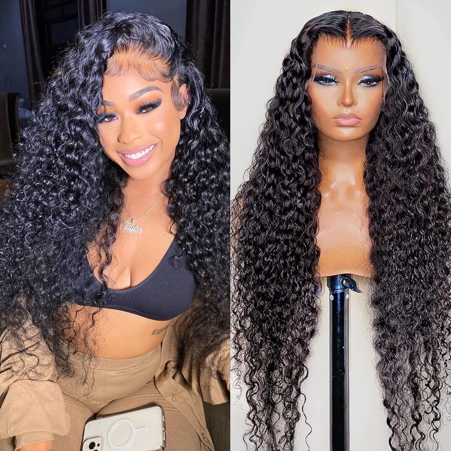 Eloisha Skinline 13x6 Lace front Wig Glueless HD Lace Wig Human Hair Water Wave