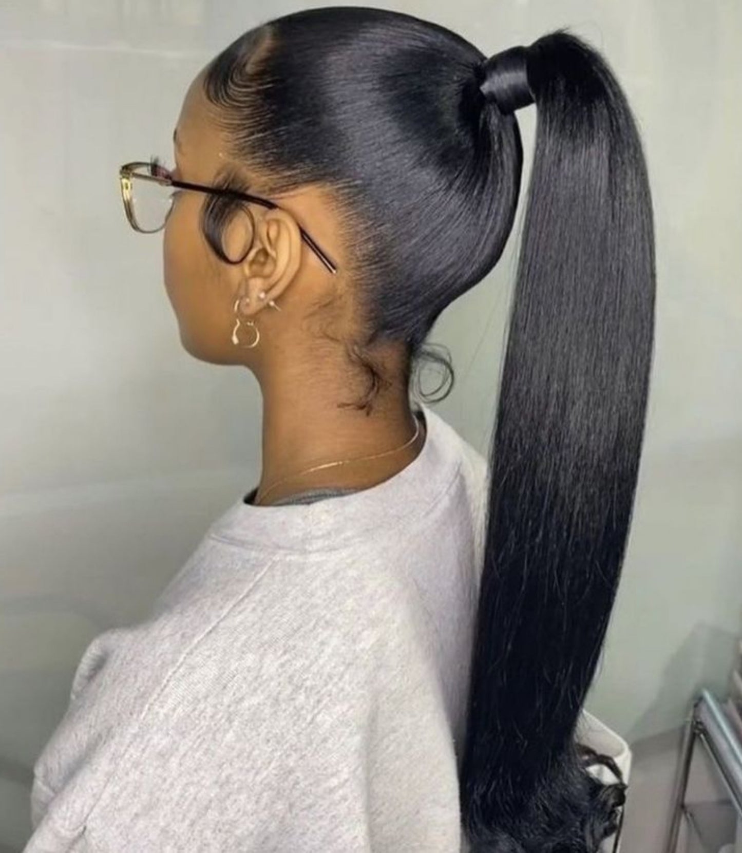 Natural Black Sleek Long Straight Wrap Around Ponytail Hair Extension Virgin Hair