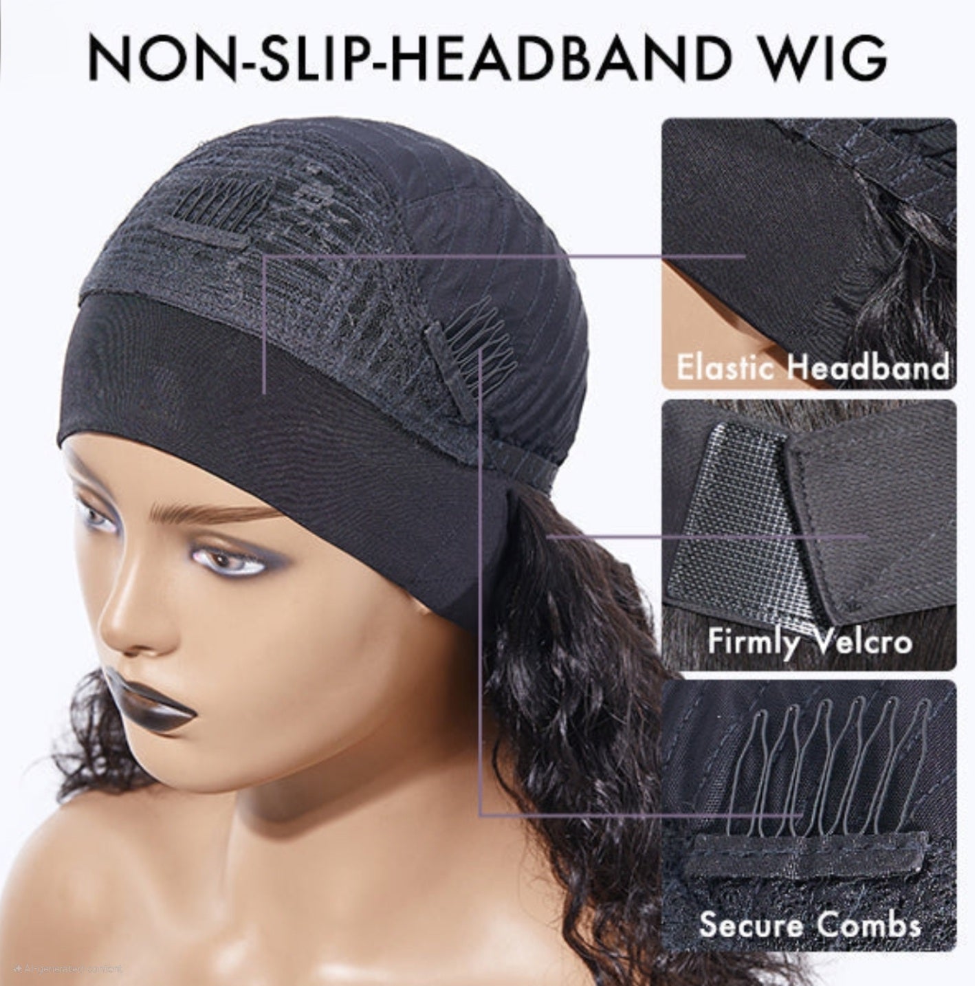 Natural Black Straight Headband wig 1 Sec-Instal 100% Human Hair Wig