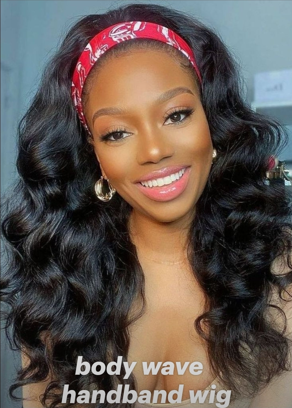 Natural Black Body Wave Headband wig 1 Sec-Instal 100% Human Hair Wig