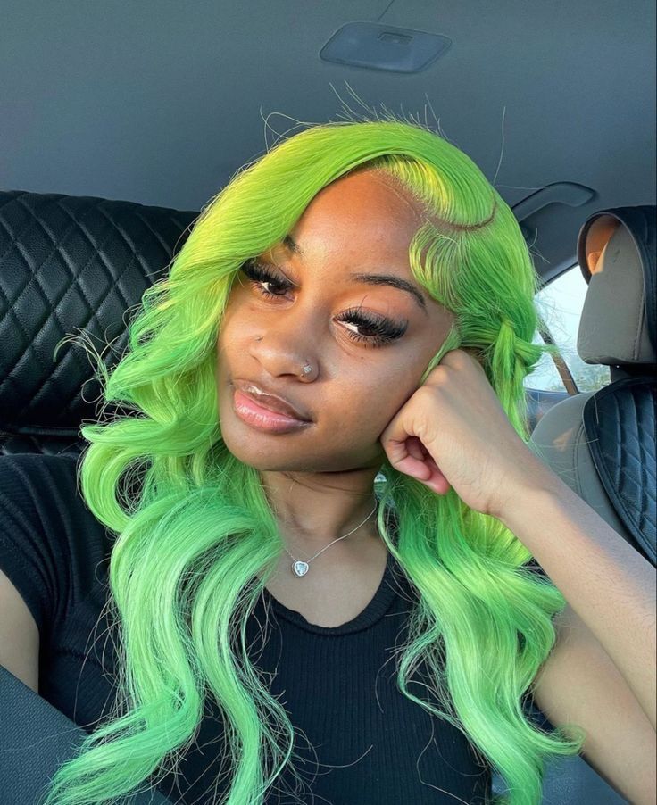 Slime Green wig Body Wave 13x6 Frontal Lace HD Lace Wig