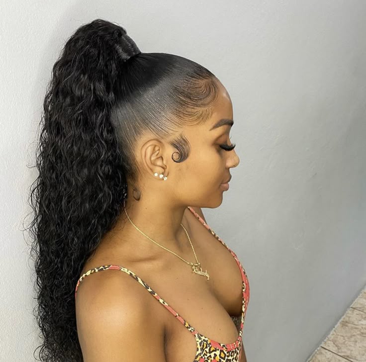 Corn Wave Ponytail Extension Clip-in for Women Virgin Hair Natural Black