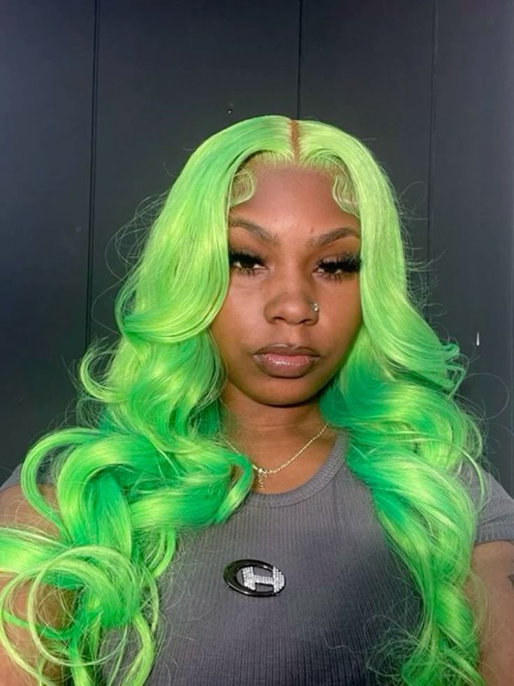 Slime Green wig Body Wave 13x6 Frontal Lace HD Lace Wig