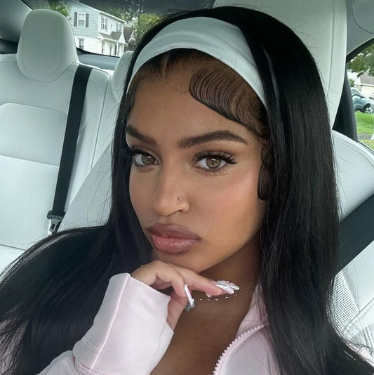 Natural Black Straight Headband wig 1 Sec-Instal 100% Human Hair Wig