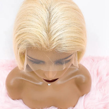 Eloisha Blonde 613 Silky Straight 13x4 Compact Frontal Lace Glueless Wig HD Lace Wig 200% Density