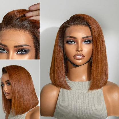 Ginger Ombre 13x4 Lace front Wig Glueless Bob HD Lace Wig Short Human Hair