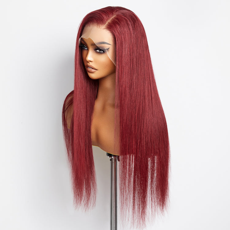 Eloisha Burgundy Straight 13x4 Frontal Lace Glueless Wig HD Lace Wig 200% Density
