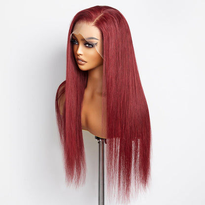 Eloisha Burgundy Straight 13x4 Frontal Lace Glueless Wig HD Lace Wig 200% Density
