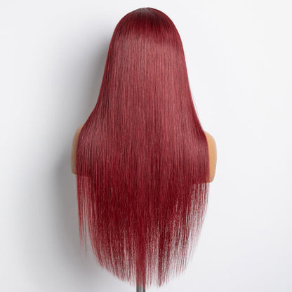 Eloisha Burgundy Straight 13x4 Frontal Lace Glueless Wig HD Lace Wig 200% Density