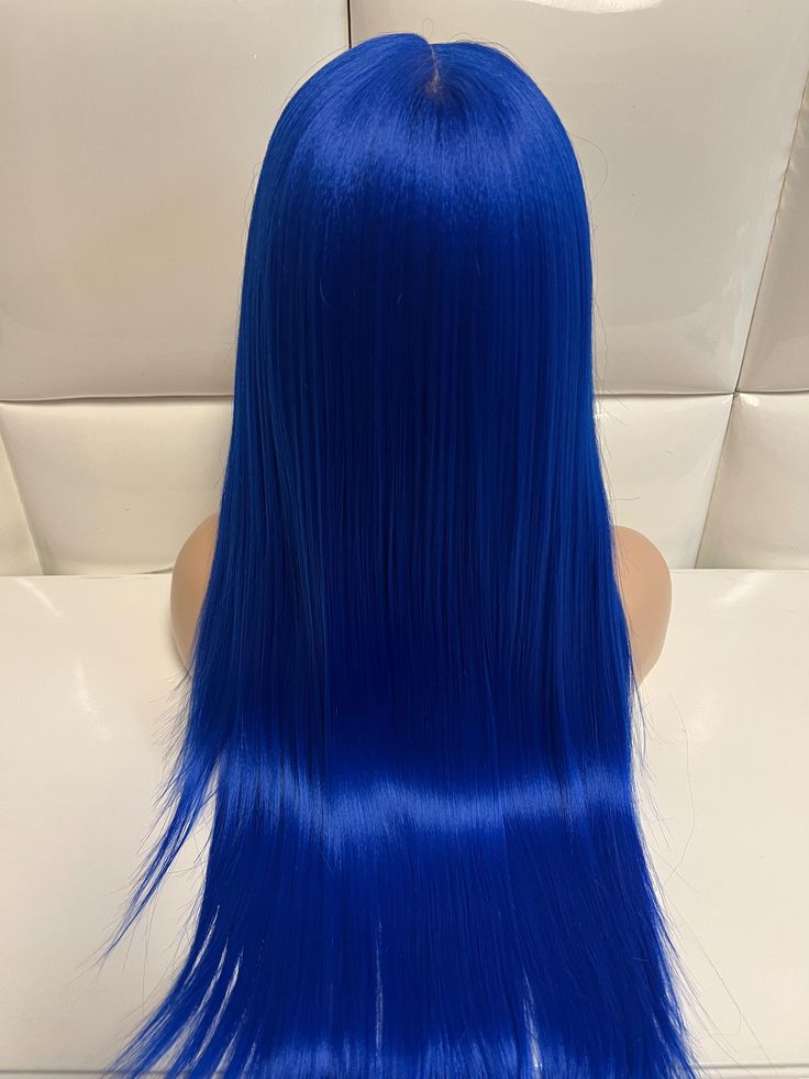 Blue color Straight 13x4 Frontal Lace Wig HD Lace Wig 200% Density