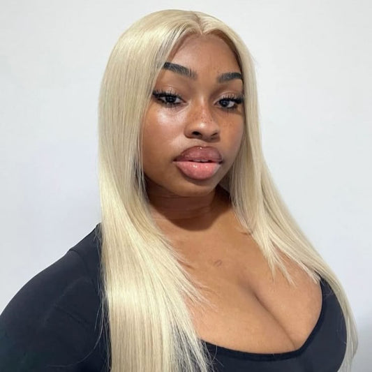 Eloisha Blonde 613 Silky Straight 13x4 Compact Frontal Lace Glueless Wig HD Lace Wig 200% Density