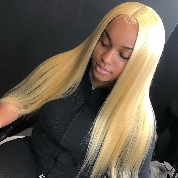 Eloisha Blonde 613 Silky Straight 13x4 Compact Frontal Lace Glueless Wig HD Lace Wig 200% Density
