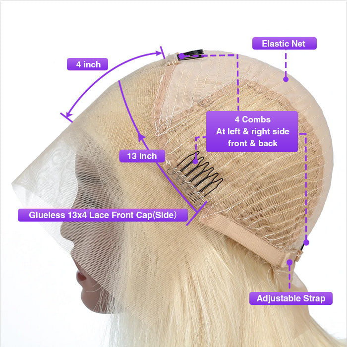 Eloisha Blonde 613 Silky Straight 13x4 Compact Frontal Lace Glueless Wig HD Lace Wig 200% Density