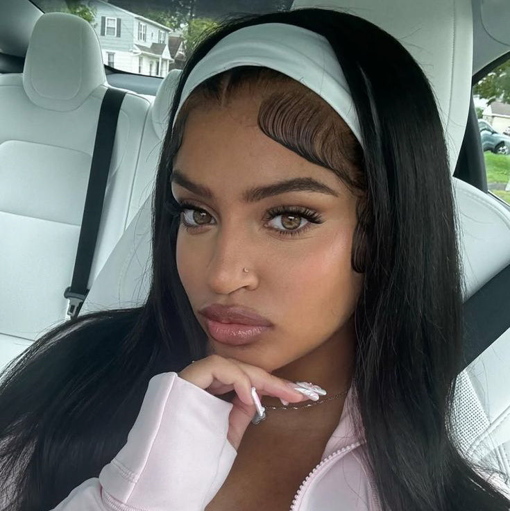 Natural Black Straight Headband wig 1 Sec-Instal 100% Human Hair Wig